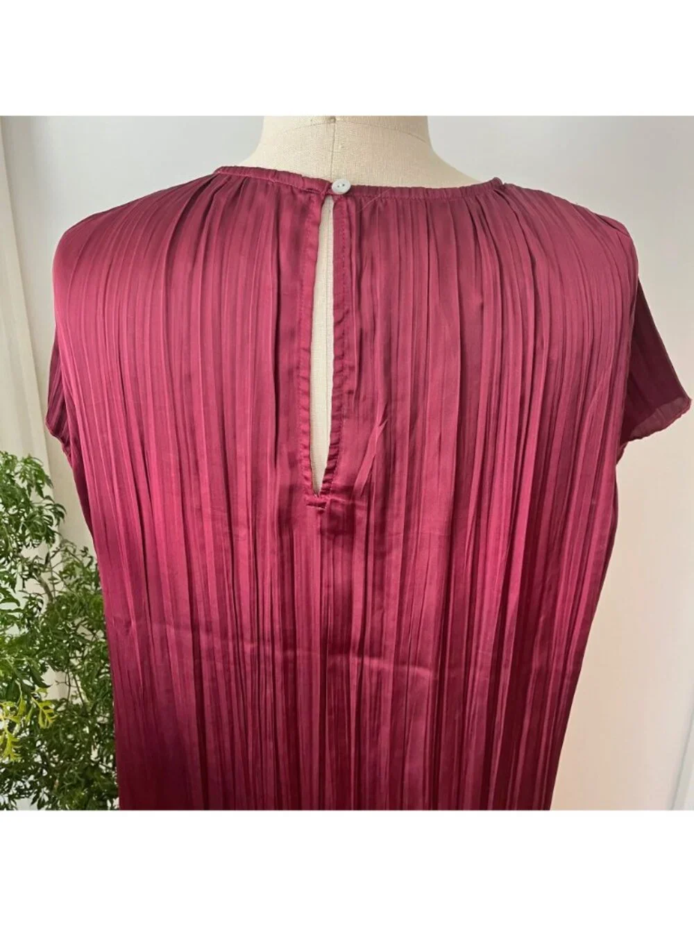 MADEWELL‎ Short-Sleeve Slip Midi Dress in Burgundy Size Medium